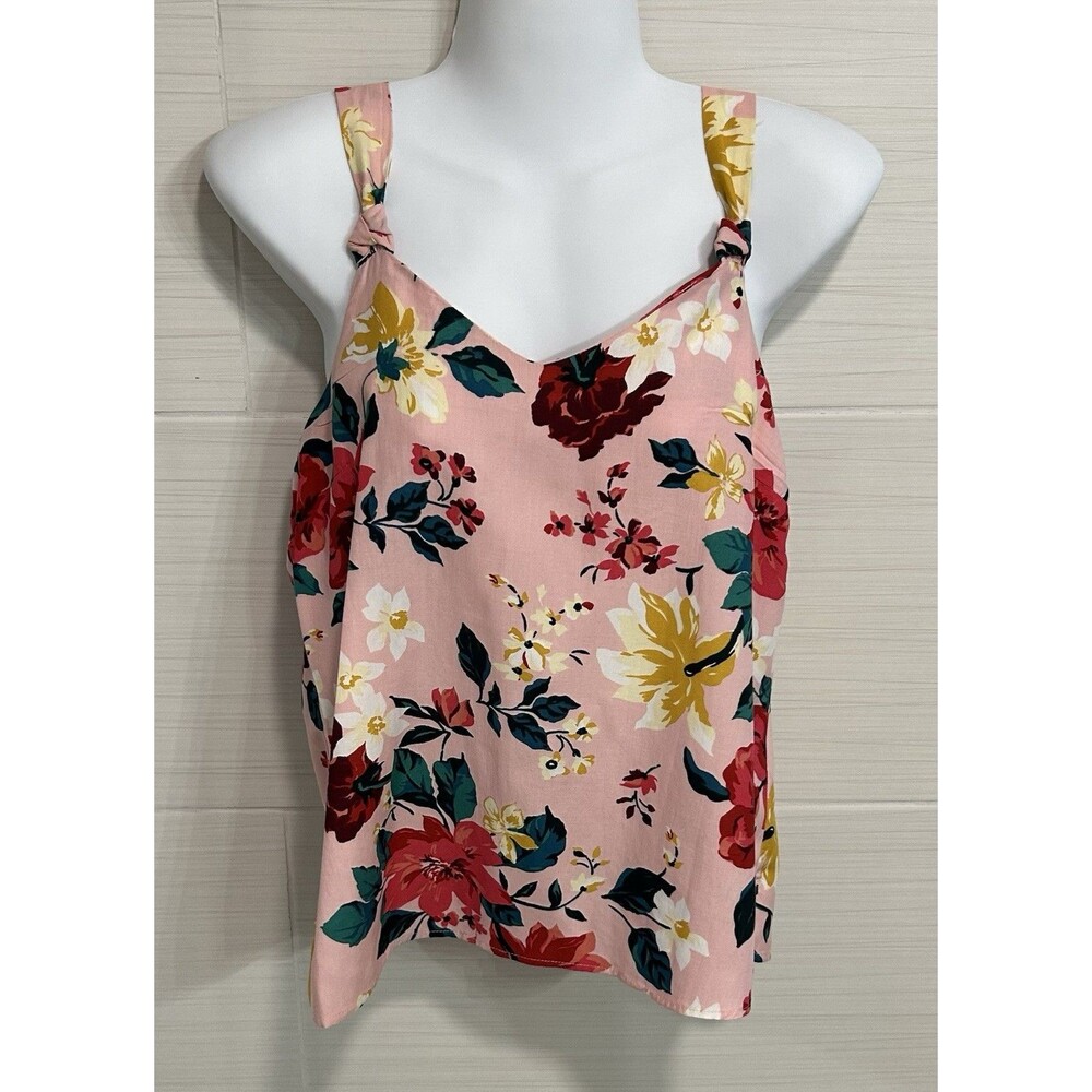 Old Navy Pink Floral Sleeveless Adjustable Strap Top S, Garden Party Breezy